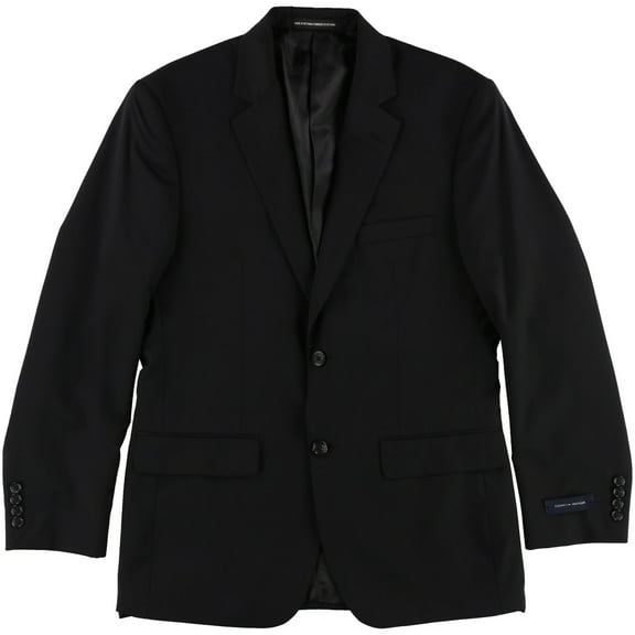 Tommy Hilfiger Mens Classic Two Button Blazer Jacket, Black, 38 Regular