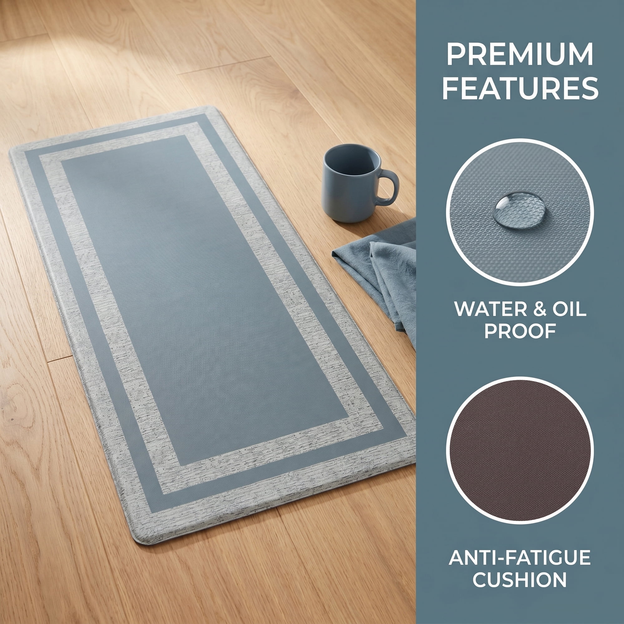 Unique Bargains Geometric Anti Oil Resistant Cushioned Floor Rug Dark Grey 47" x 17"