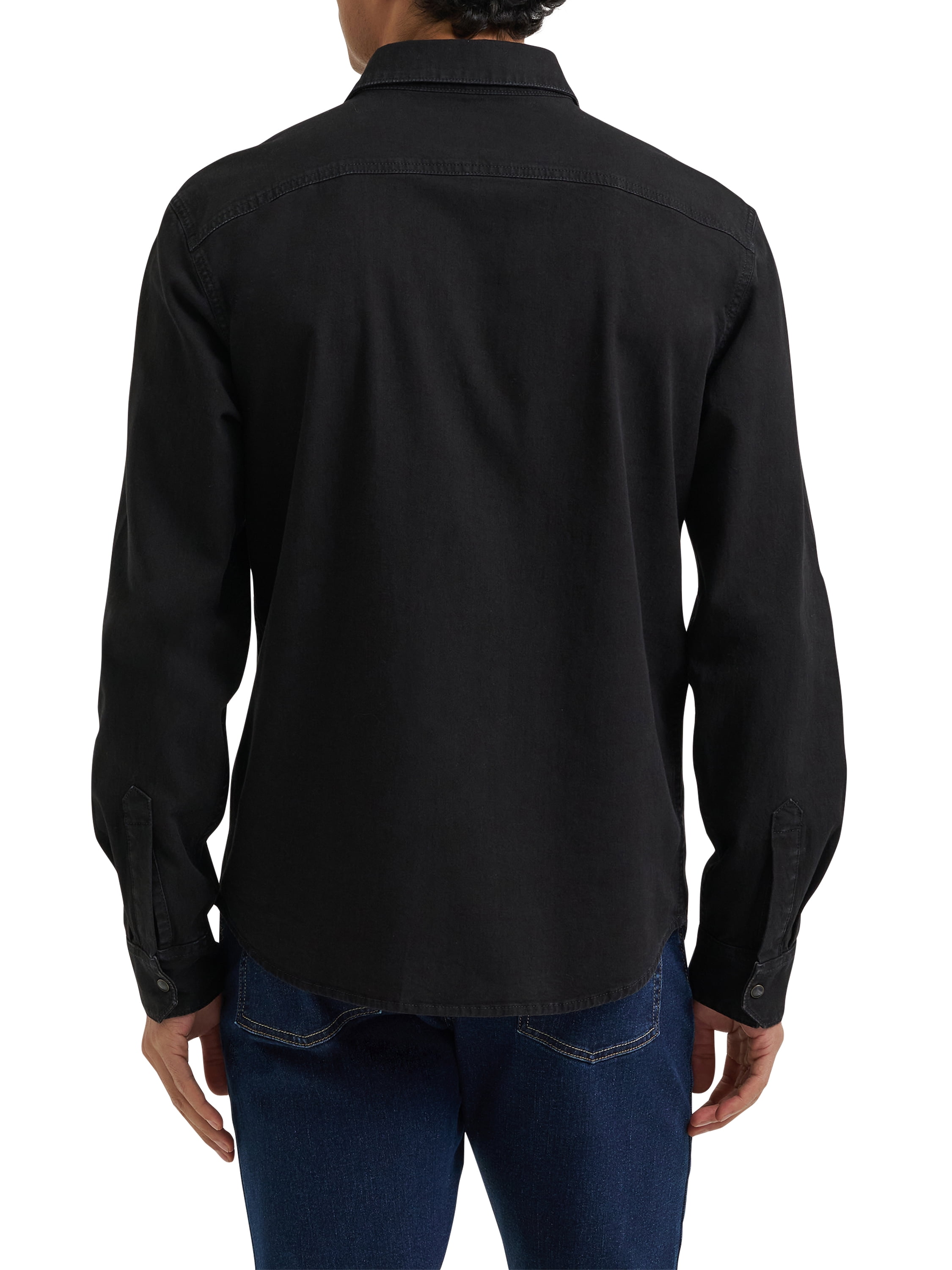 Wrangler® Men's Slim Fit Long Sleeve Woven Twill Shirt with Sunglasses Cleaner, Sizes S-5XL