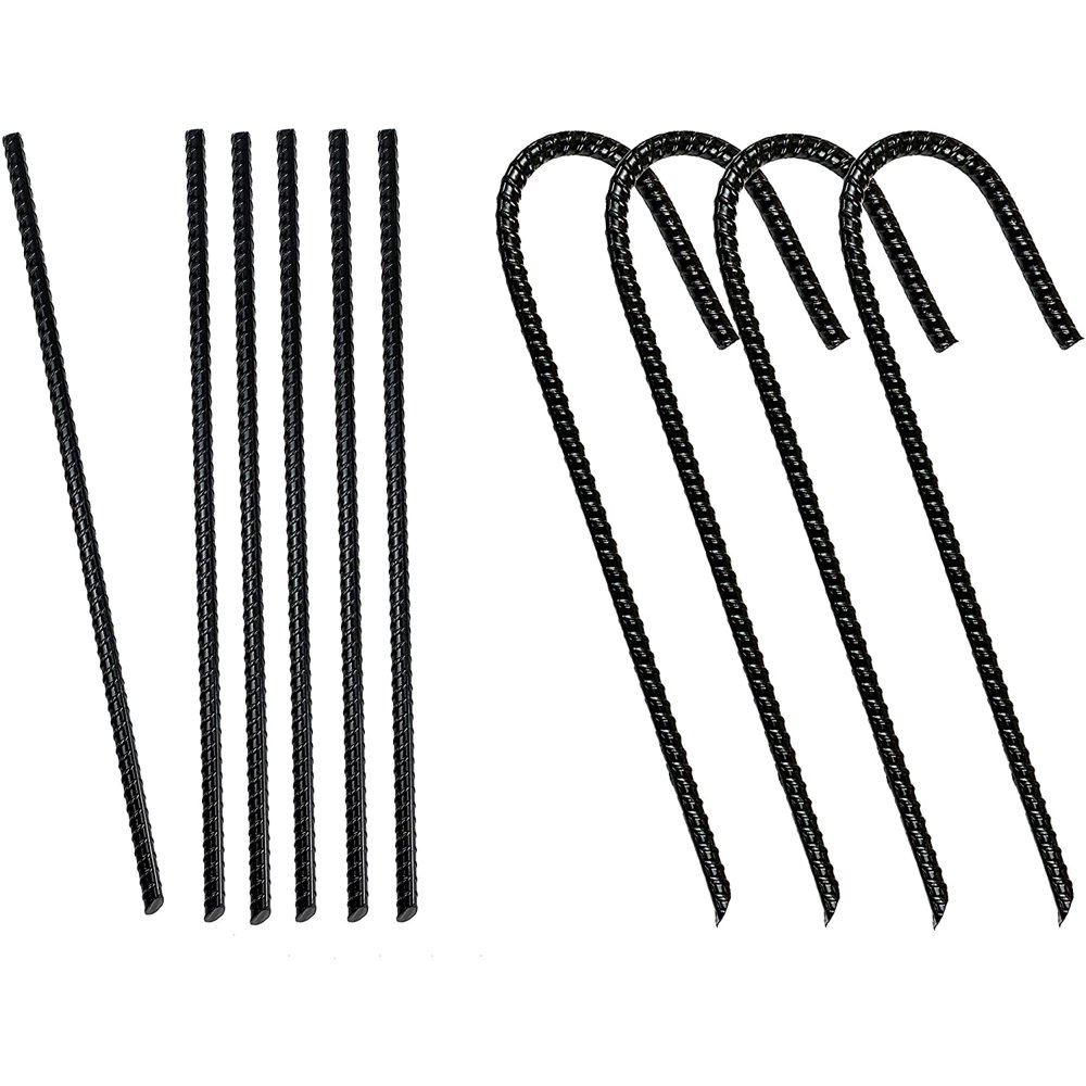 Urbalabs 15" and 12" Rebar Metal Tent Stakes Heavy Duty Camping