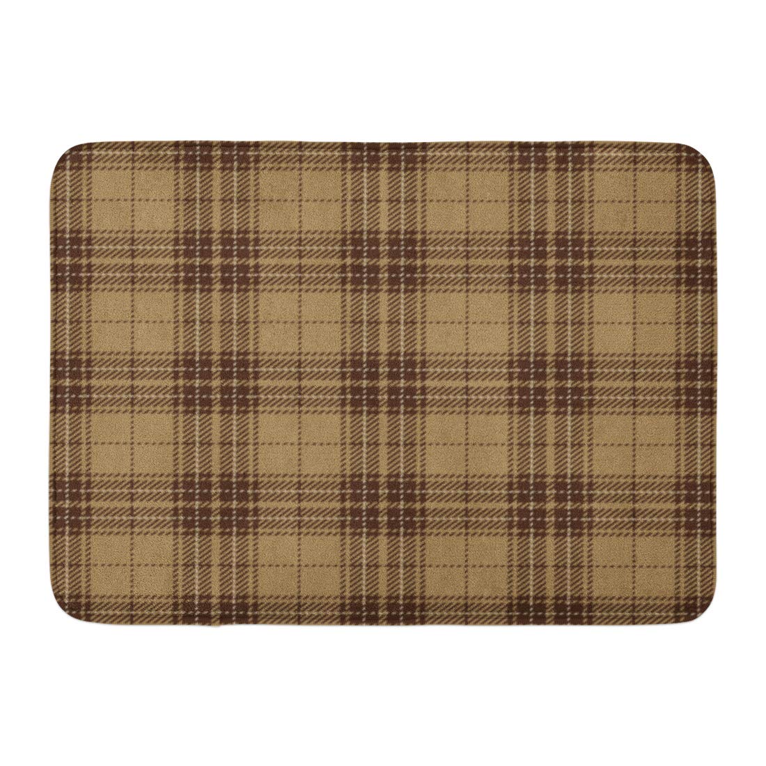 LADDKE Abstract Beige and Brown Tartan Plaid Scottish Woven Pattern