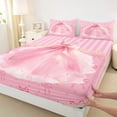 thumbnail image 3 of Homewish Dreamy Princess Dress 3pcs Twin Sheet Sets for Teens Kids Children Girls,Kawaii Pink Bow Twin Fitted Sheet,Geometric Stripes Breathable Flat Sheet,Lightweight Room Decor, 3 of 7
