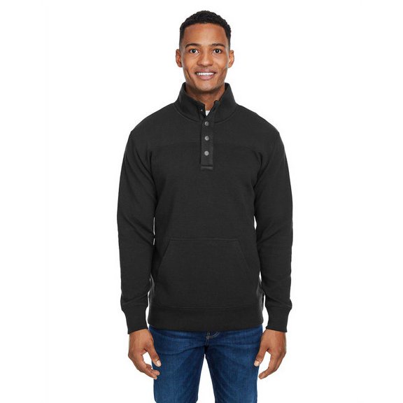 Ripple Fleece Snap Pullover - BLACK - 2XL