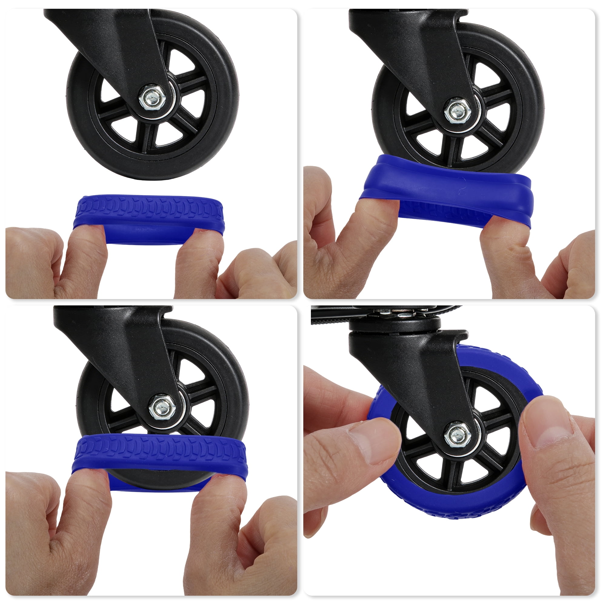 Unique Bargains Durable Convenient Luggage Wheel Covers for Travel 4Pcs Dark Blue