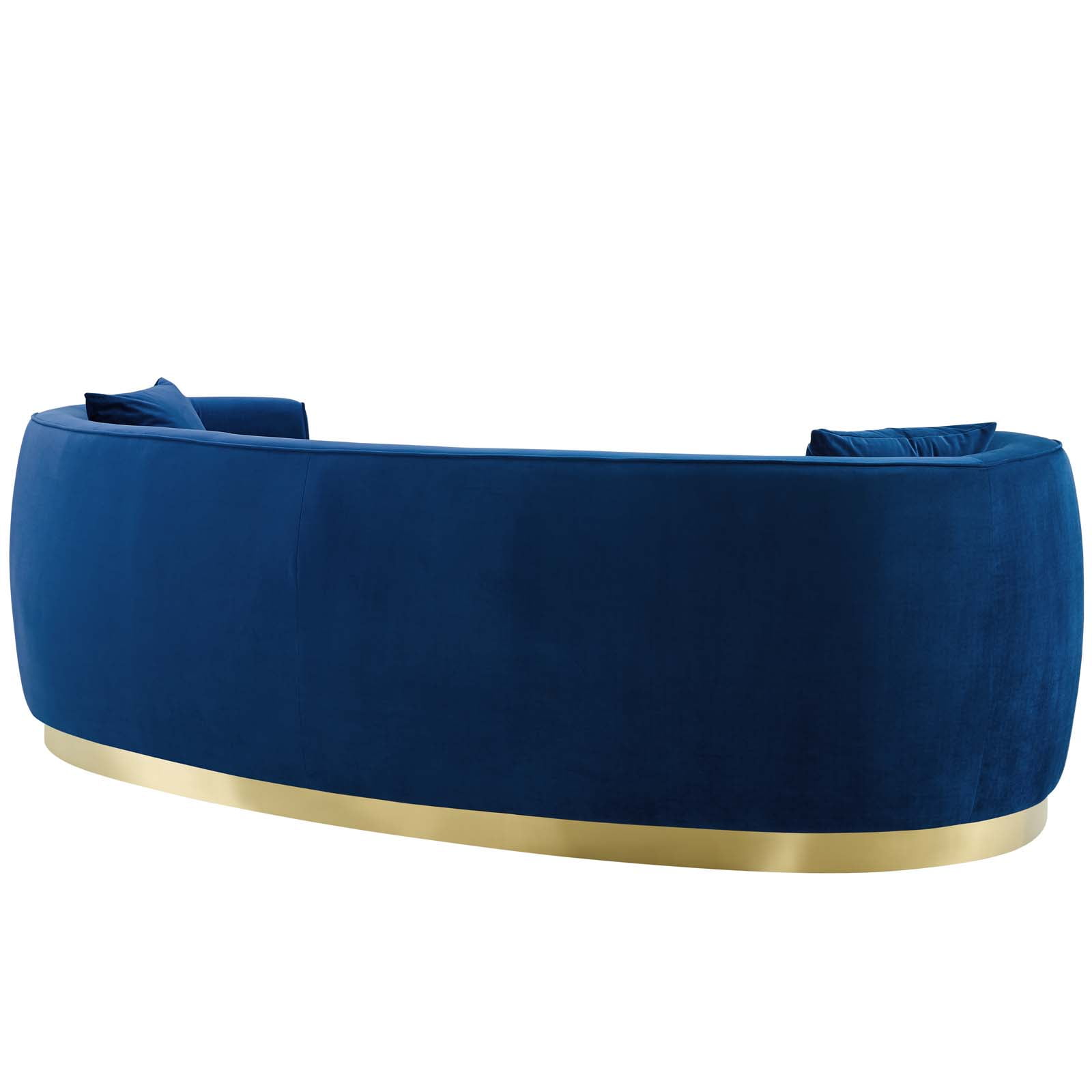 Modway Resolute Curved Performance Velvet Stainless Steel Sofa in Navy
