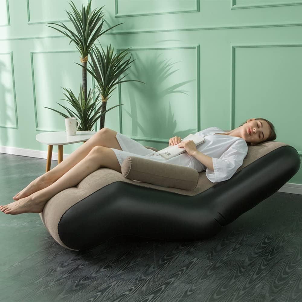 Wallfire Inflatable Deck Chair with Air Pump, Foldable Lounge Chair for Bedroom and Living Room, Indoor Sofa Lounge with Handrails, Living Room, Bedroom, Office,Travel, Camping