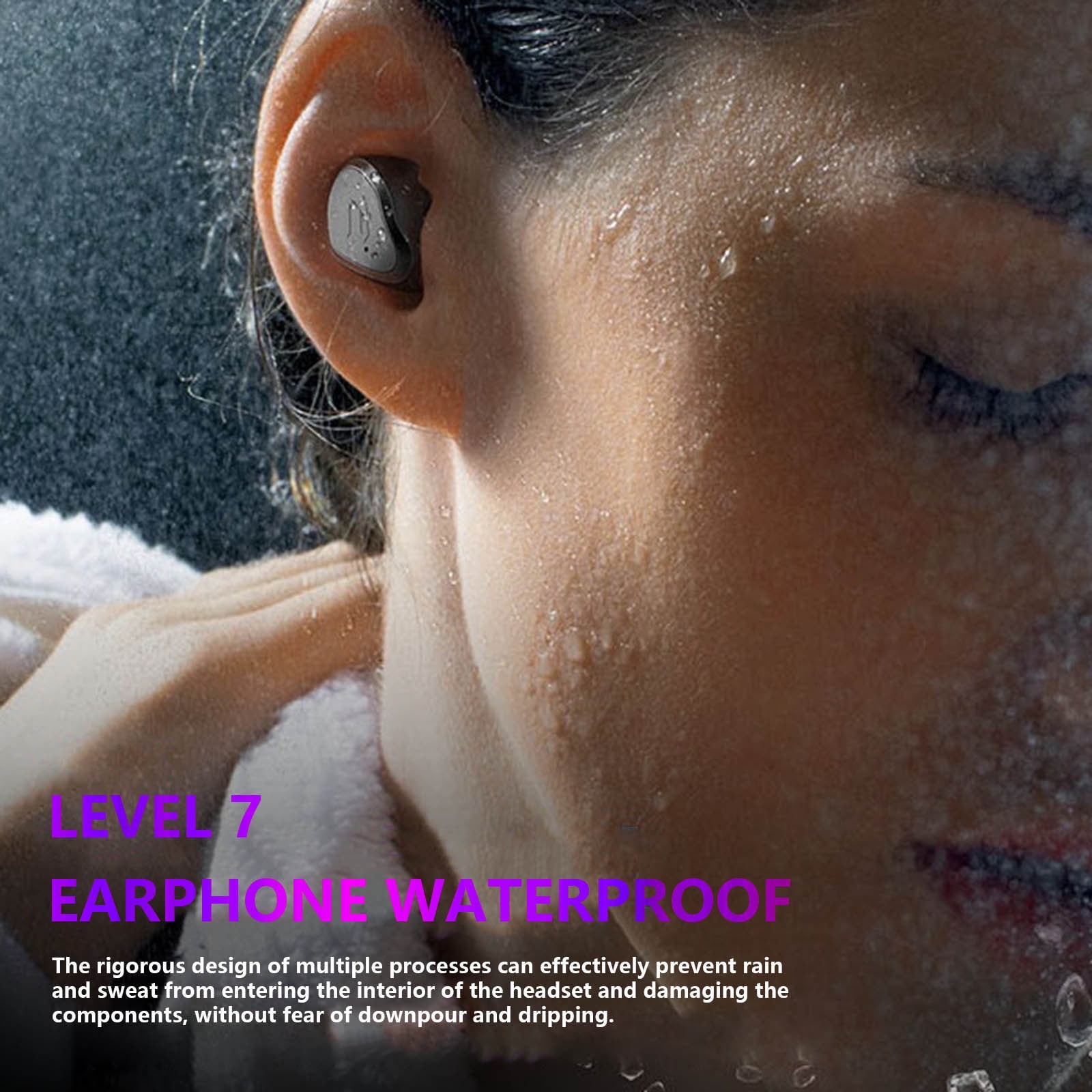 Bluetooth Headphones True Wireless Earbuds 60H Playback LED Power Display Earphones with Wireless Charging Case IPX5 Waterproof in-Ear Earbuds with Mic for TV Smart Phone Laptop Computer Sports,Black