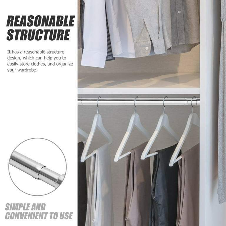 Heavy Duty Clothes Hanger Closet Bar Hanging Rod Rack Cupboard Bars Stainless Steel Thick Telescopic Wardrobe Drying