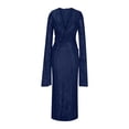 thumbnail image 3 of cfhntfmh Robes de Cocktail pour Femmes Mode Col en V Nœud devant Paillettes Longue Robe Maxi Scintillante Manches Longues Robe de Soirée de Bal, 3 of 6