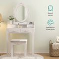 thumbnail image 5 of Vanity Dressing Table Jewelry w/Stool Makeup Set Dreser Desk w/Mirror & 4 Drawer, 5 of 10