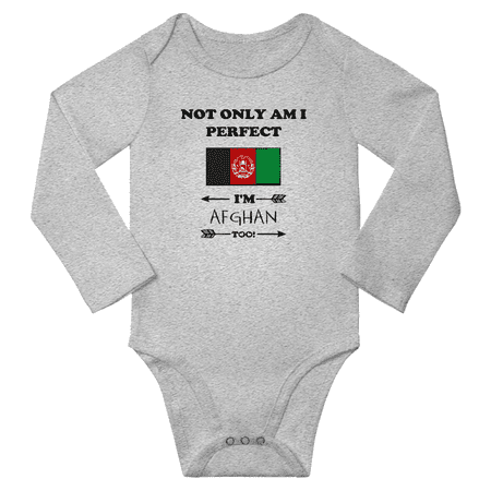 

Not Only am i Perfect I m Afghan Too! Baby Long Sleeve Romper Bodysuit (Gray 24 Months)