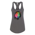 thumbnail image 2 of Lion Paint Art Splatter Abstract Art Animal Lover Ladies Racerback Tank Top, Dark Grey, Large, 2 of 3