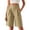 *Khaki, variant on Binmer Women’s Elastic High Waist Pleated Bermuda Shorts with Pockets,Casual Loose Fit Summer Shorts Beige,Women's Plus L