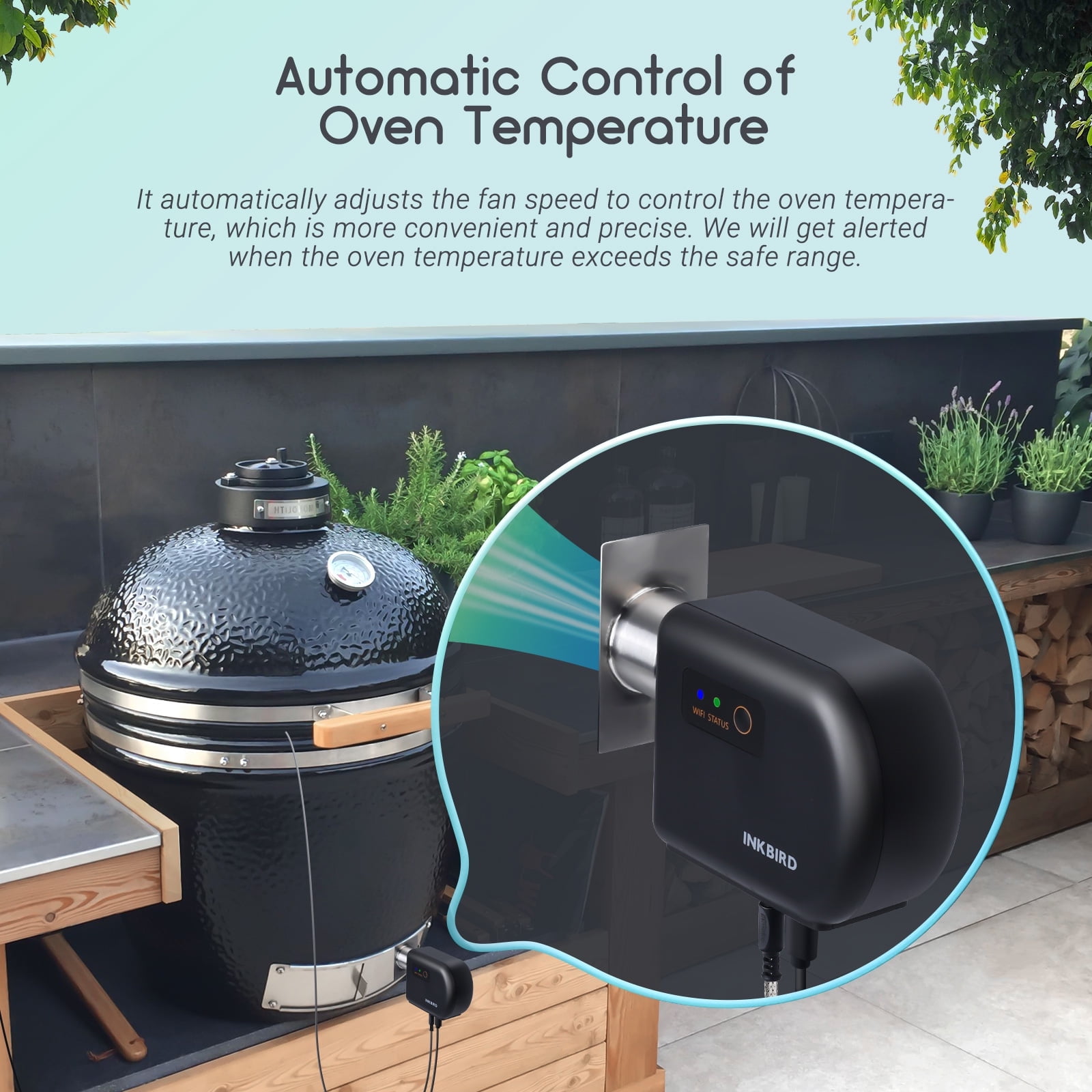Inkbird Wi-Fi Bluetooth BBQ Temperature Controller Grill Thermometer and Instant Read Thermometer IHT-1P
