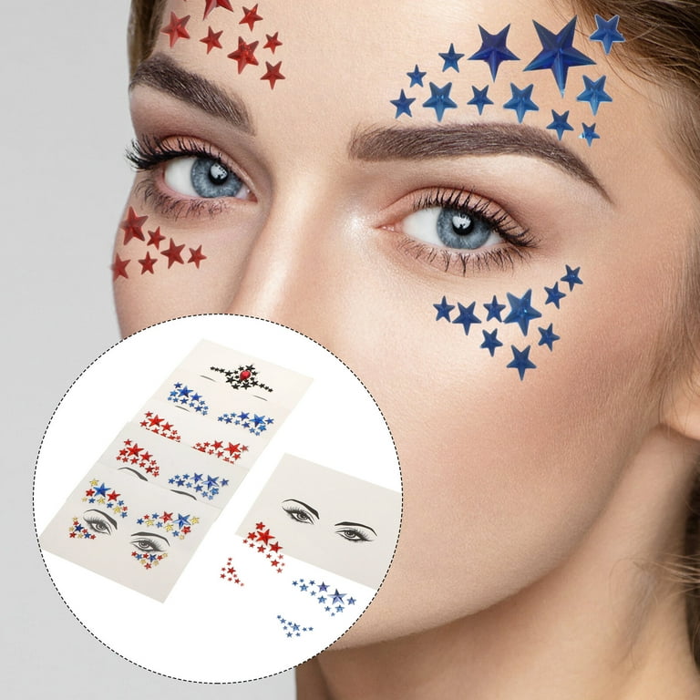 DIY Stickers 6 Sheets Rhinestone Star Face Stickers DIY Rhinestone Eye Stickers for Women, Size: 20x18x0.8CM, Other