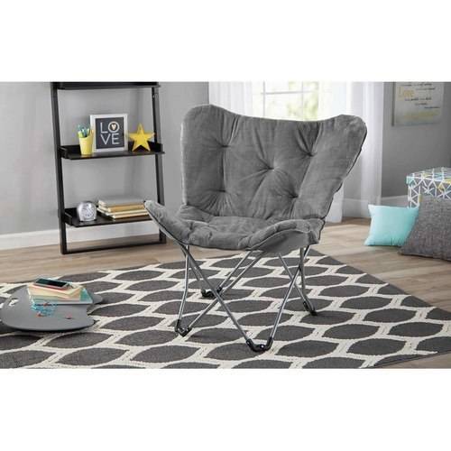 Mainstays Faux Fur Butterfly Chair for Kids and Teens, Gray photo 4