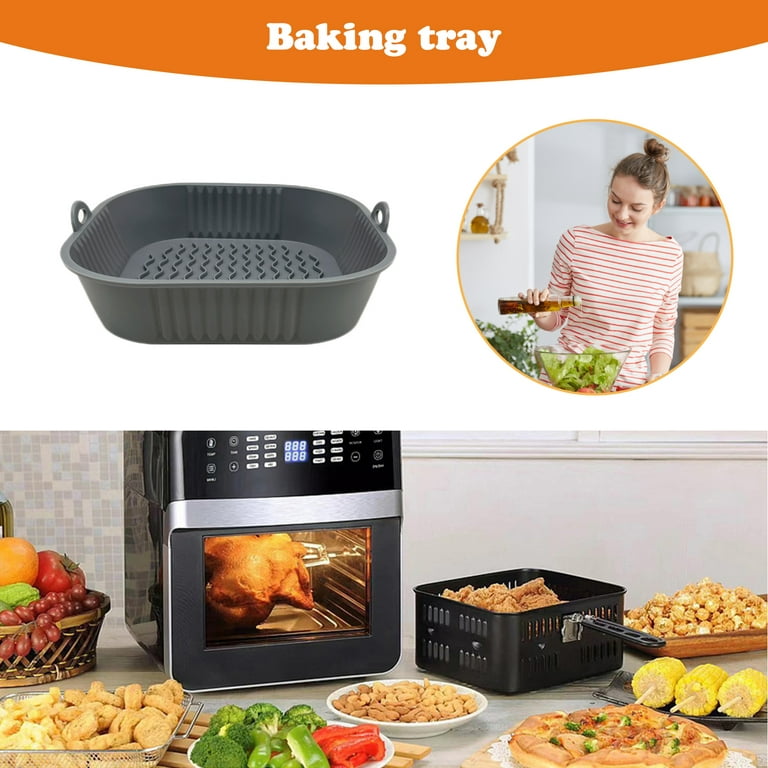 Square Airfryer Silicone Basket Silicone Tray For Airfryer Easy Clean Dish  Liner Pizza Plate Grill Pan