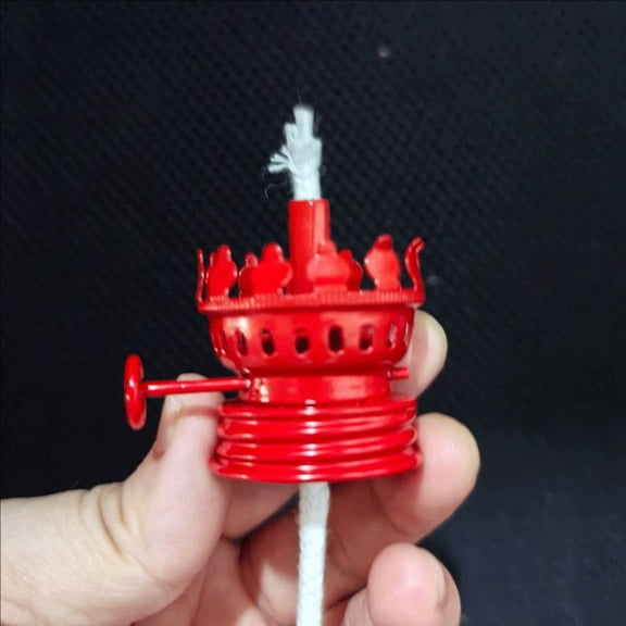 HEMOTON Retro Red Oil Lamp Wick Burner with Efficient Control for Home Use Kerosene Lamp Parts Adjustable Brightness