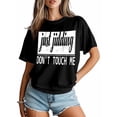 thumbnail image 5 of Women's T-Shirt FREE HUGS Just Jidding Modern Art Graffiti Short Sleeve Casual Tee Classic Crew Neck T Shirt for Women Black, 2XL, 5 of 7