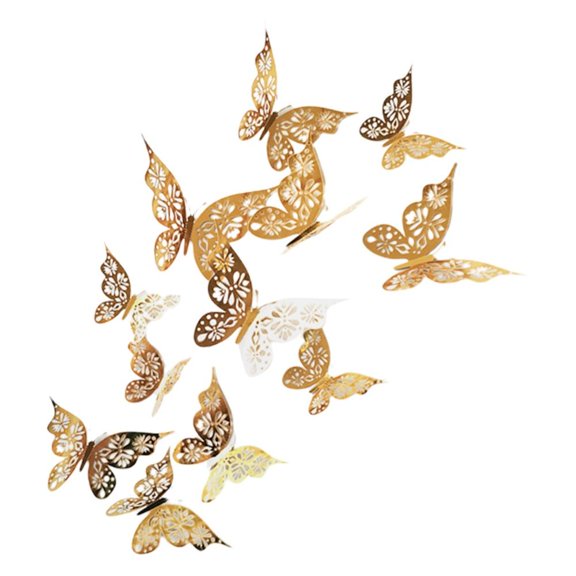 3D Butterfly Wall Decor,Butterflies Decorations Sticker,12Pcs 3 Sizes Hollow Mariposas for Party Cake Bedroom Living Room Floor,Simply DIY Murals Decorativas Para Pared