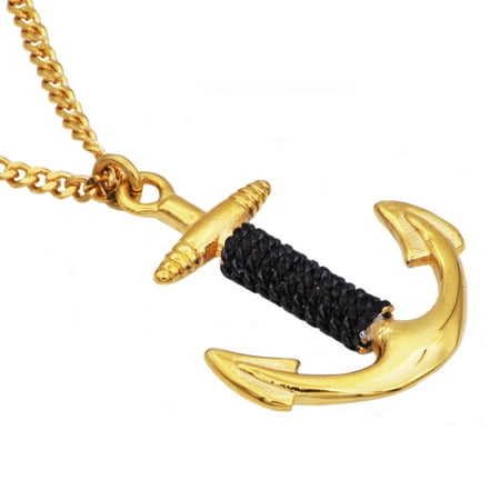 Arista Men's Anchor Pendant in Gold Plated Solid Stainless Steel , 18"