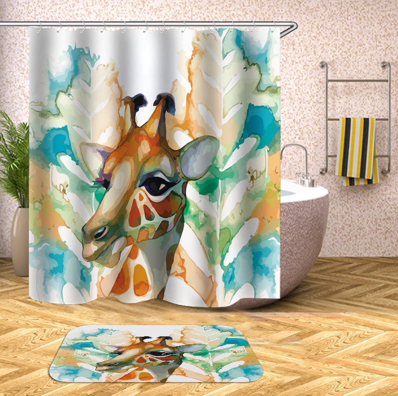 Animal Cartoon Waterproof Polyester Fabric Bathroom Shower Curtain Arts Decor 