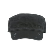Distressed Washed Cadet Army Cap- Black