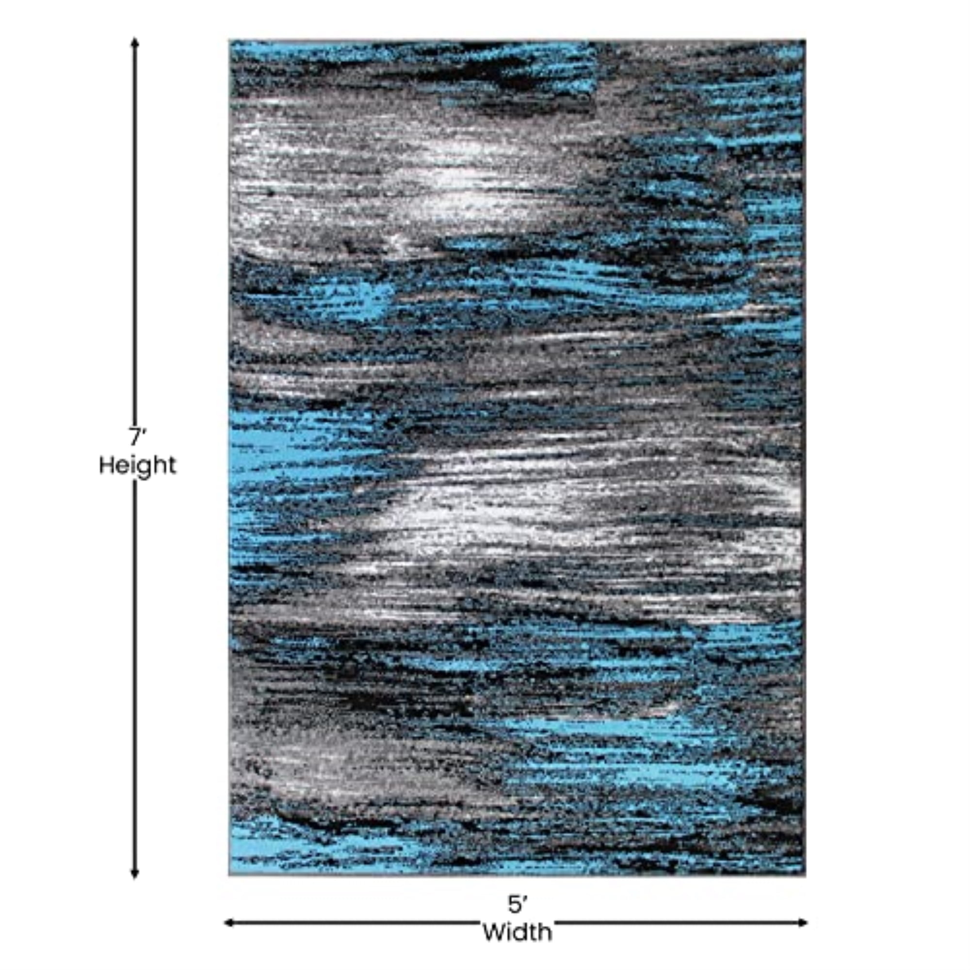 Flash Furniture Rylan Rectangular Contemporary Grey, Blue Area Rug, 5' x 7'