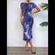 thumbnail image 5 of Vestido Ajustado con Cuello Redondo y Mangas para Mujer Azul S, 5 of 7