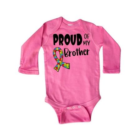 

Inktastic Proud of my Brother Autism Awareness Puzzle Piece Ribbon Gift Baby Boy or Baby Girl Long Sleeve Bodysuit