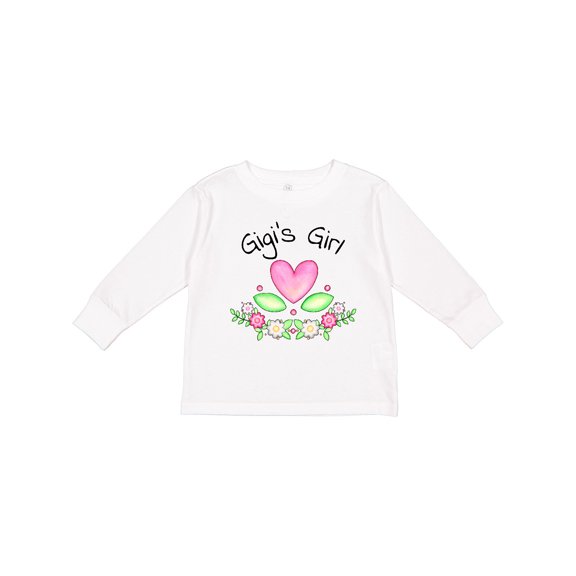 Inktastic Gigi's Girl Heart Flowers Girls Long Sleeve Toddler T-Shirt