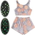 thumbnail image 3 of SAZBJOJN Womens Pajama Sets Halloween Glow In The Dark Pajama Set Flannel Cami Tank Top With Shorts Sleepwear Soft Pajamas for Women Set Halloween Size S Yellow, 3 of 6