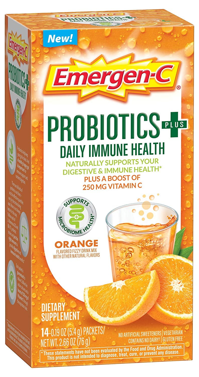 3 Pack Emergen-C Probiotics Plus Orange Flavor Fizzy Drink ...