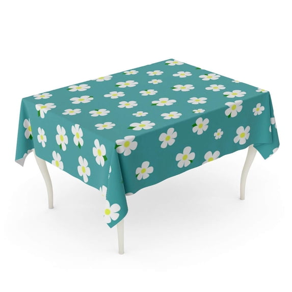 LADDKE Blue Abstract Floral Summer Green Beautiful Blossom Branch Cartoon Tablecloth Table Desk Cover Home Party Decor 60x104 inch