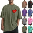 thumbnail image 1 of RKSTN Valentine's Day T Shirts for Man Oversized Crewneck Cotton Valentine Print Short Sleeves Shirts Tops Mens Casual Round Neck Sports Washed Distressed T-Shirts Loose Fits Comfy Soft Tee Shirts, 1 of 6