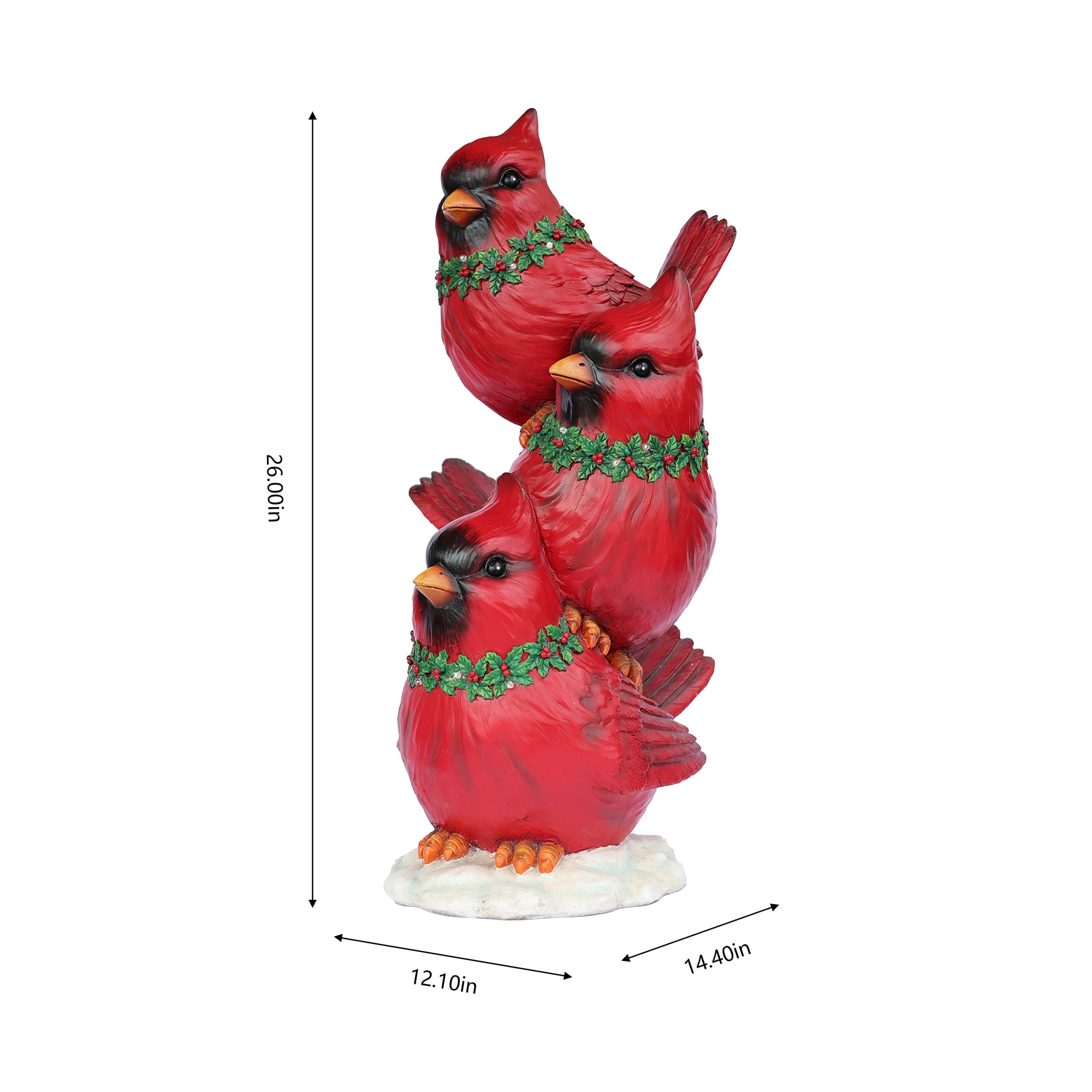 Hi-Line Gift Ltd 85187-E Stacking Cardinals Christmas Decor with LED Lights Battery Operated Indoor Use Only
