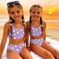 thumbnail image 5 of CCRFTGI Swimsuit for Kids Girls Size 7-8 Two Piece Sets Swim Vacation Bathing Suit Beach Vacation Fruit Floral Print Bikini Set Cute Summer Girls Fashion Swimsuits Swimwear Purple 9-10 Years, 5 of 9