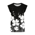 thumbnail image 4 of Women's Sleeveless T Shirts Trendy Summer Floral Printed Crew Neck Tank Tops Casual Loose Fit Soft Blouses (L, Black), 4 of 4