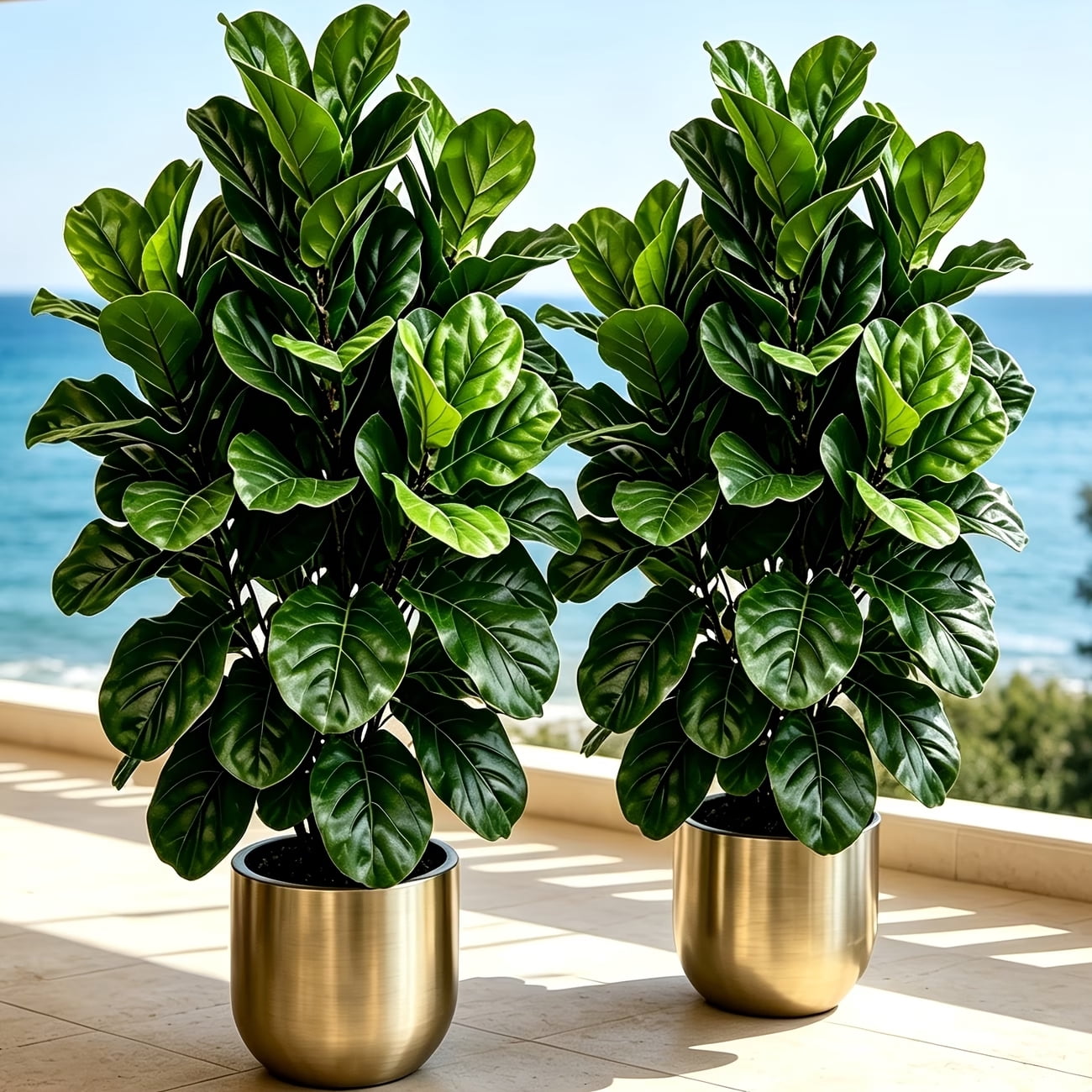 2 Pack Artificial Fiddle Leaf Fig Tree 2.8ft Fake Potted Plant for Entryway Balcony Home Office Apartment Living Room Indoor Outdoor Modern Decor Small Space Greenery