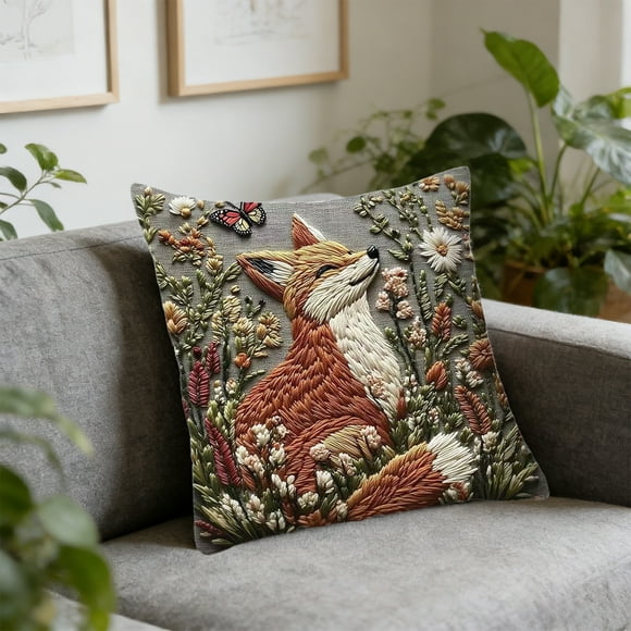 Cute Animal Print Pillow Cover | Soft Polyester Decorative Cushion for Sofa Car or Bedside | 45x45cm (17.72x17.72in) with Embroidered-Like Texture