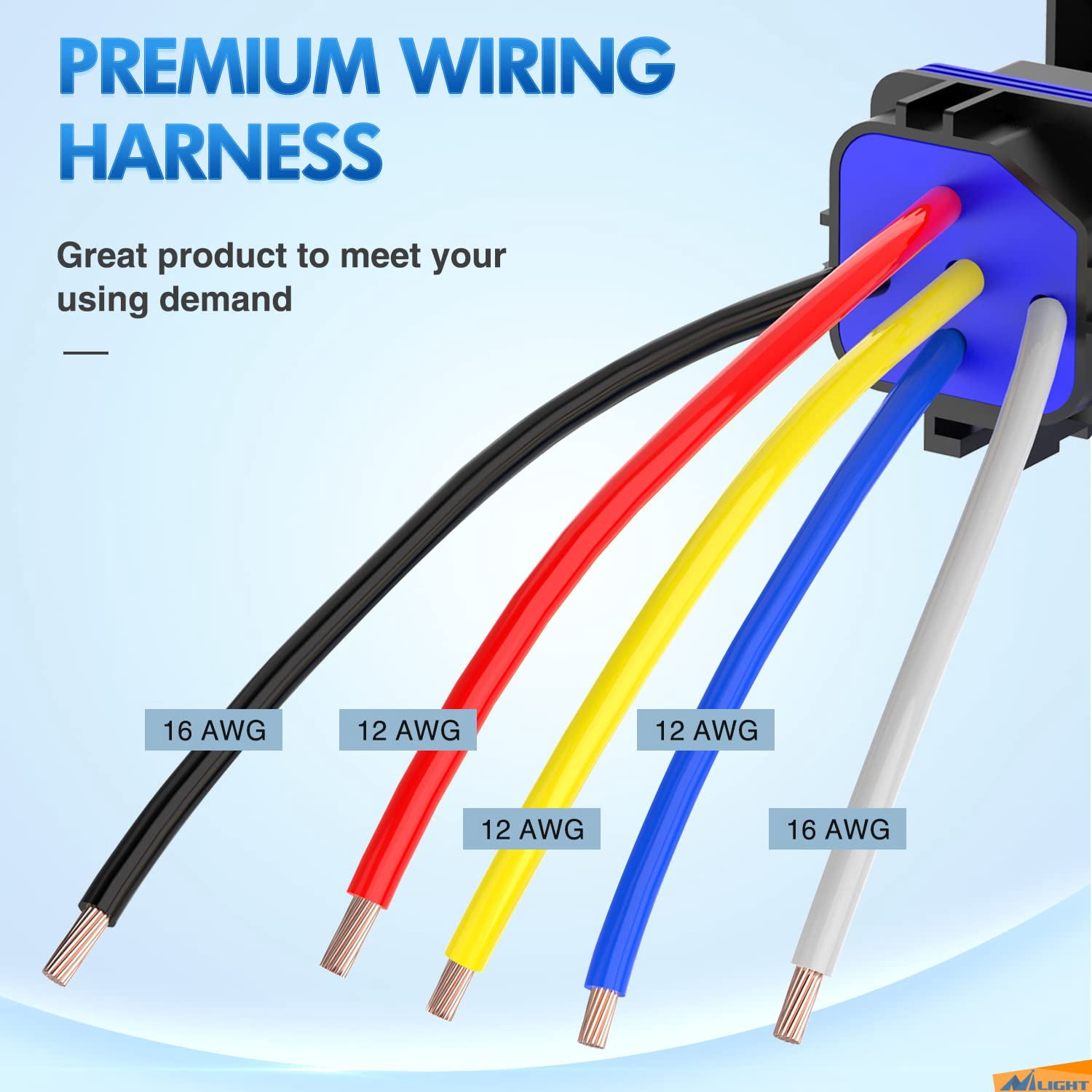 Nilight 5 Pcs Waterproof 40/30 A Heavy Duty 12 AWG Tinned Copper Wires 5 Pin SPDT 12V Automotive Relay and Harness Set