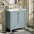 thumbnail image 2 of 30 Inch Freestanding Bathroom Vanity with Ceramic Sink, Solid Wood Storage Cabinet featuring 2 Doors, Adjustable Shelf & Functional Drawers, Durable & Easy Assembly for Modern Bathrooms, 2 of 9