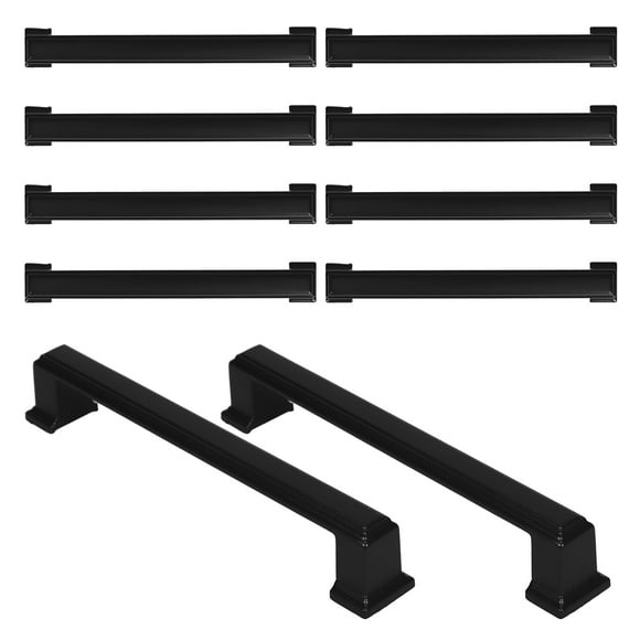 HONMEET 10Pcs Farmhouse Style Black Cabinet Handles Aluminum Drawer Pulls for Kitchen Doors and Wardrobes
