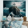 thumbnail image 2 of Designart Religious Cross In The Ocean Breaking Waves I Canvas Wall Art, 2 of 5