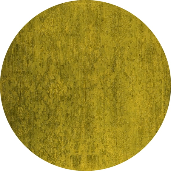Ahgly Company Machine Washable Indoor Round Persian Yellow Bohemian Area Rugs, 7' Round