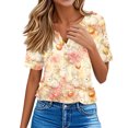 thumbnail image 4 of OIOLOYJM Easter Tops for Women Holiday Bunny Egg Print Henley Shirts Happy Button Up V Neck Short-Sleeve T Shirts Spring Lightweight Clothes Pink M, 4 of 6