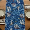 thumbnail image 5 of Coastal Boat Ocean Table Runner, Coastal Sea Waves Summer Washable Cotton Linen Table Runners 48 Inches Long, Dresser Scarf Runner for Nightstand/Coffee/End Tables 13''x48'', 5 of 9