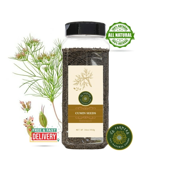Cumin Seeds whole / Jeera Seeds Powder - Kosher & USDA Certified (1LBS / 16Oz)