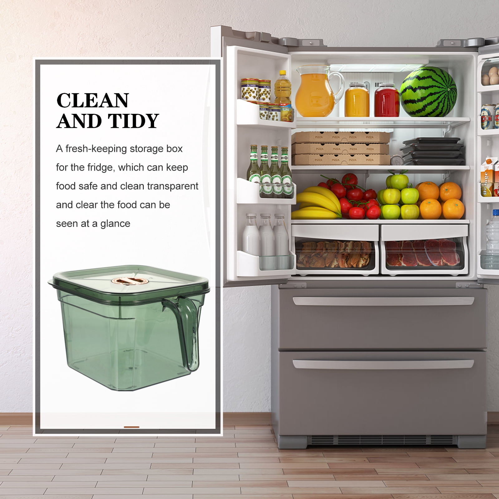 Fridge Refrigerator Plastic Storage Bins with Lids Fruit Container