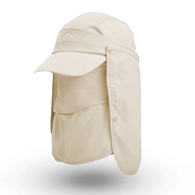 Summer Protective Baseball Hat Men Removable Hat Protect Face Neck Cover Ear Flap Quick Drying UV Protection Hat Undefine Nasi Beige One Size